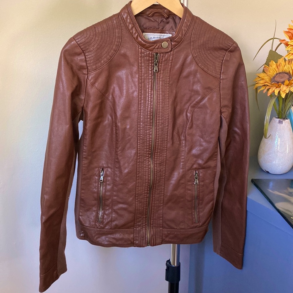 G.H. BASS & CO FAUX LEATHER MOTO JACKET